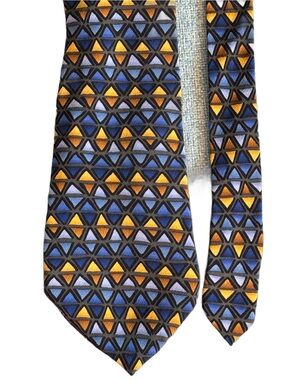 DANCING BEAR Blue Black Gold Diamonds Inspired by the Grateful Dead Silk Tie